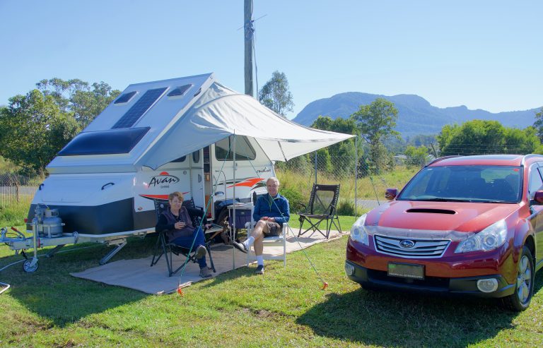 Campsite With RV Outdoor Rugs